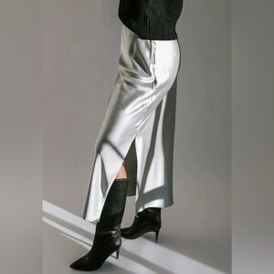 SATIN MIDI SKIRT WITH SIDE SLIT